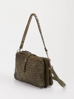 – Schultertasche aus Kalbleder in Oliv-Alchimia New