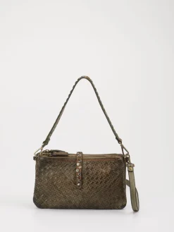 – Schultertasche aus Kalbleder in Oliv-Alchimia New