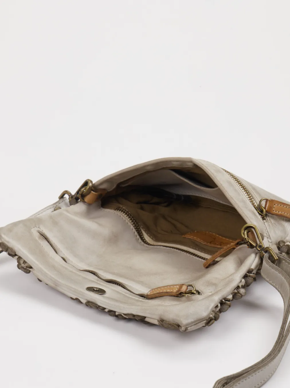 – Schultertasche aus Kalbleder mit Blumenoptik-Alchimia New