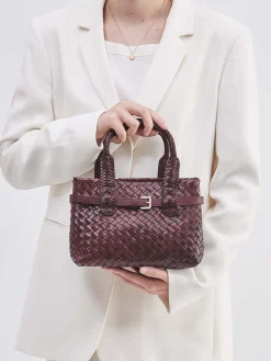 Allan K – Mini Tote Bag aus Flechtleder in Wein-Allan K - Antwerp Discount