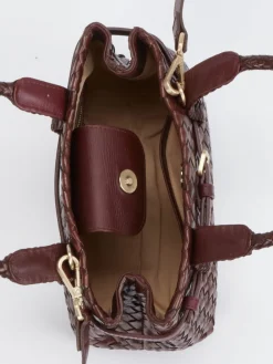 Allan K – Mini Tote Bag aus Flechtleder in Wein-Allan K - Antwerp Discount