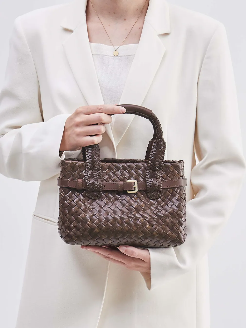 Allan K – Mini Tote Bag aus Flechtleder Dunkel-Allan K - Antwerp Discount