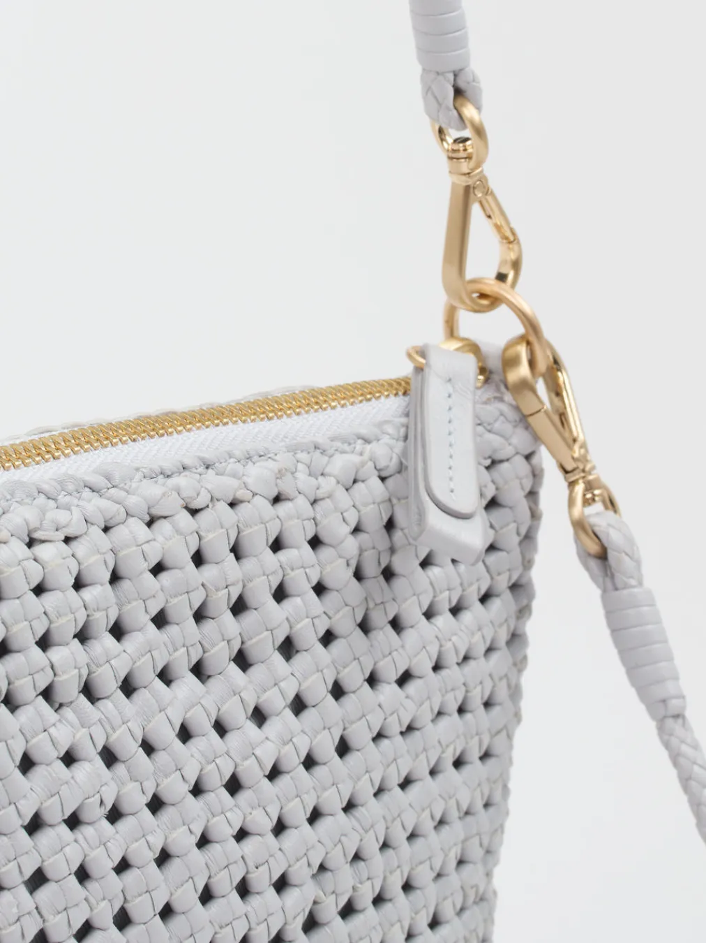 Allan K – Schultertasche aus Flechtleder Hellgrau-Allan K - Antwerp Sale