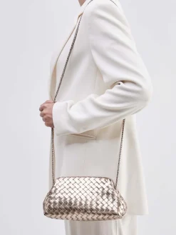 Allan K – Schultertasche aus Flechtleder champagnergold-Allan K - Antwerp New