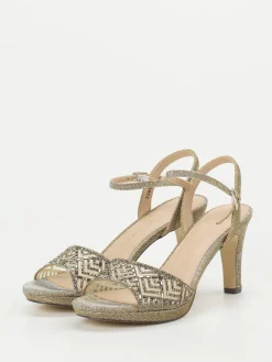 – Abendsandale aus Metallic-Textil Gold-Andrea Puccini New