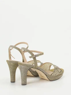 – Abendsandale aus Metallic-Textil Gold-Andrea Puccini New