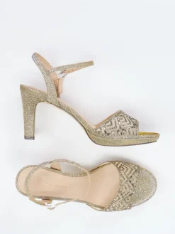 – Abendsandale aus Metallic-Textil Gold-Andrea Puccini New