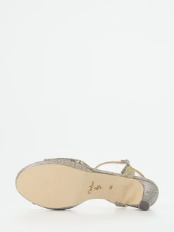 – Abendsandale aus Metallic-Textil Gold-Andrea Puccini New