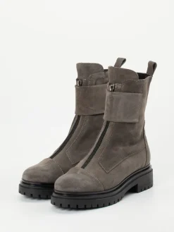 – Biker Boots aus Veloursleder in Taupe-Andrea Puccini Clearance