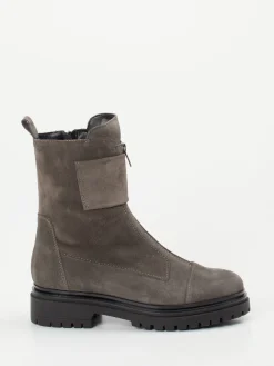 – Biker Boots aus Veloursleder in Taupe-Andrea Puccini Clearance