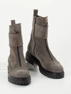 – Biker Boots aus Veloursleder in Taupe-Andrea Puccini Clearance