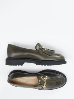 – Fransen-Loafer aus Kalbleder oliv-Andrea Puccini Outlet