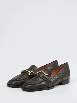 – Loafer aus geprägtem Leder olivgrau-Andrea Puccini Outlet