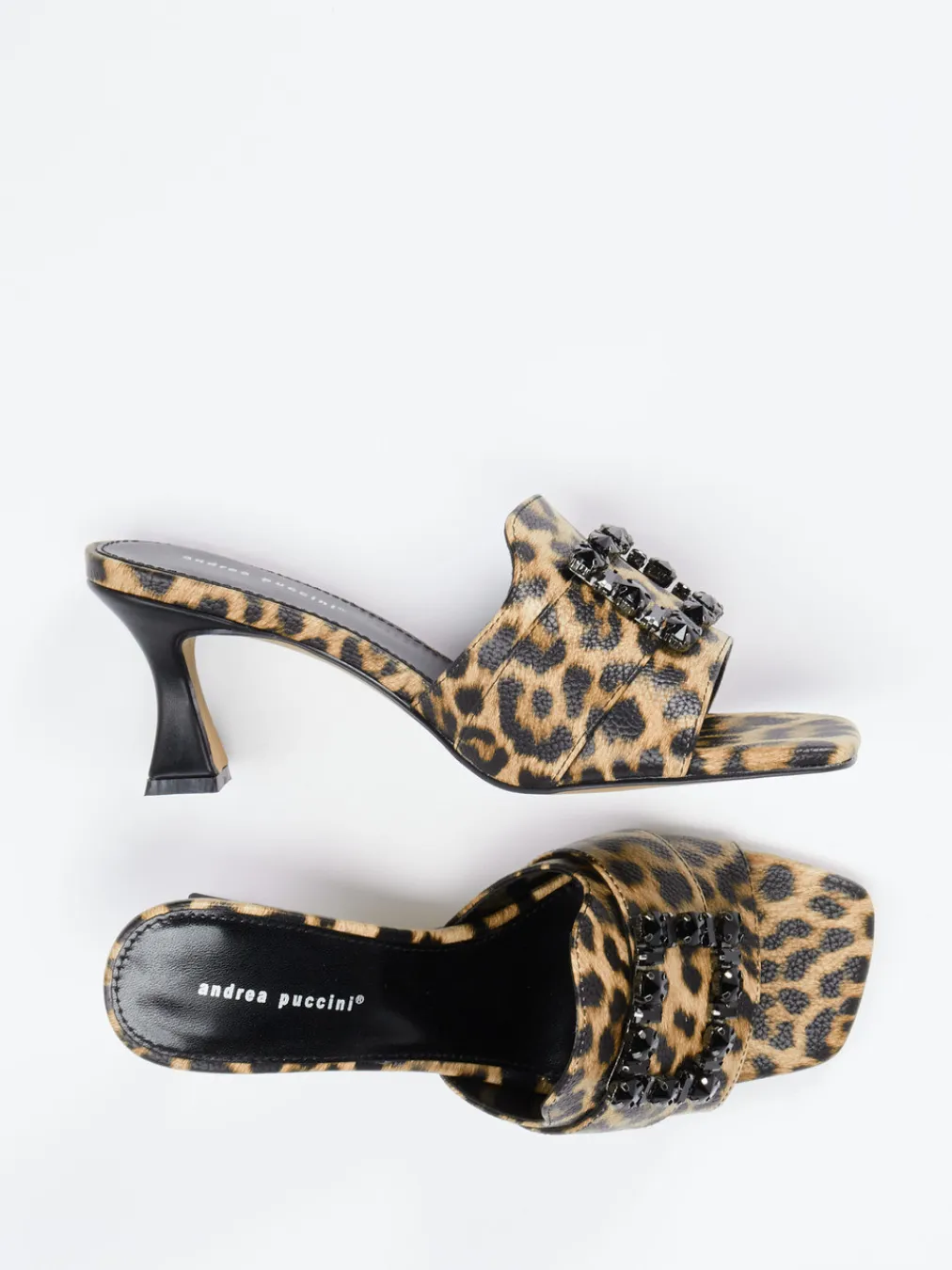 – Mules aus geprägtem Leder Leoprint-Andrea Puccini Best