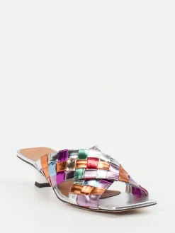 – Mules aus Metallicleder mit Flechtstruktur-Andrea Puccini New