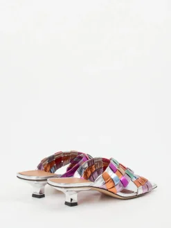 – Mules aus Metallicleder mit Flechtstruktur-Andrea Puccini New