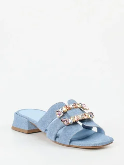 – Mules aus Veloursleder in Denim-Optik-Andrea Puccini Clearance