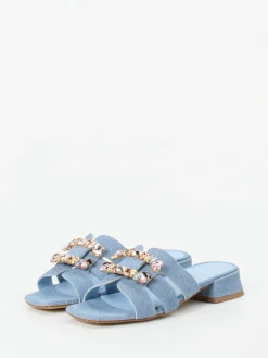 – Mules aus Veloursleder in Denim-Optik-Andrea Puccini Clearance