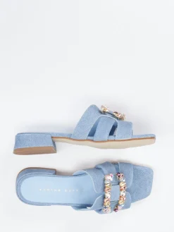 – Mules aus Veloursleder in Denim-Optik-Andrea Puccini Clearance