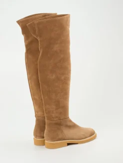 – Overknee-Stiefel aus Veloursleder-Andrea Puccini Sale