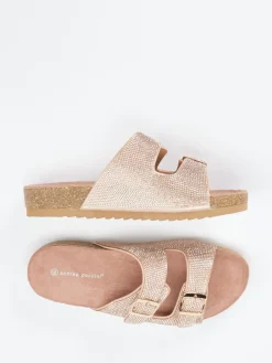 – Pantoletten aus Metallicleder Roségold-Andrea Puccini