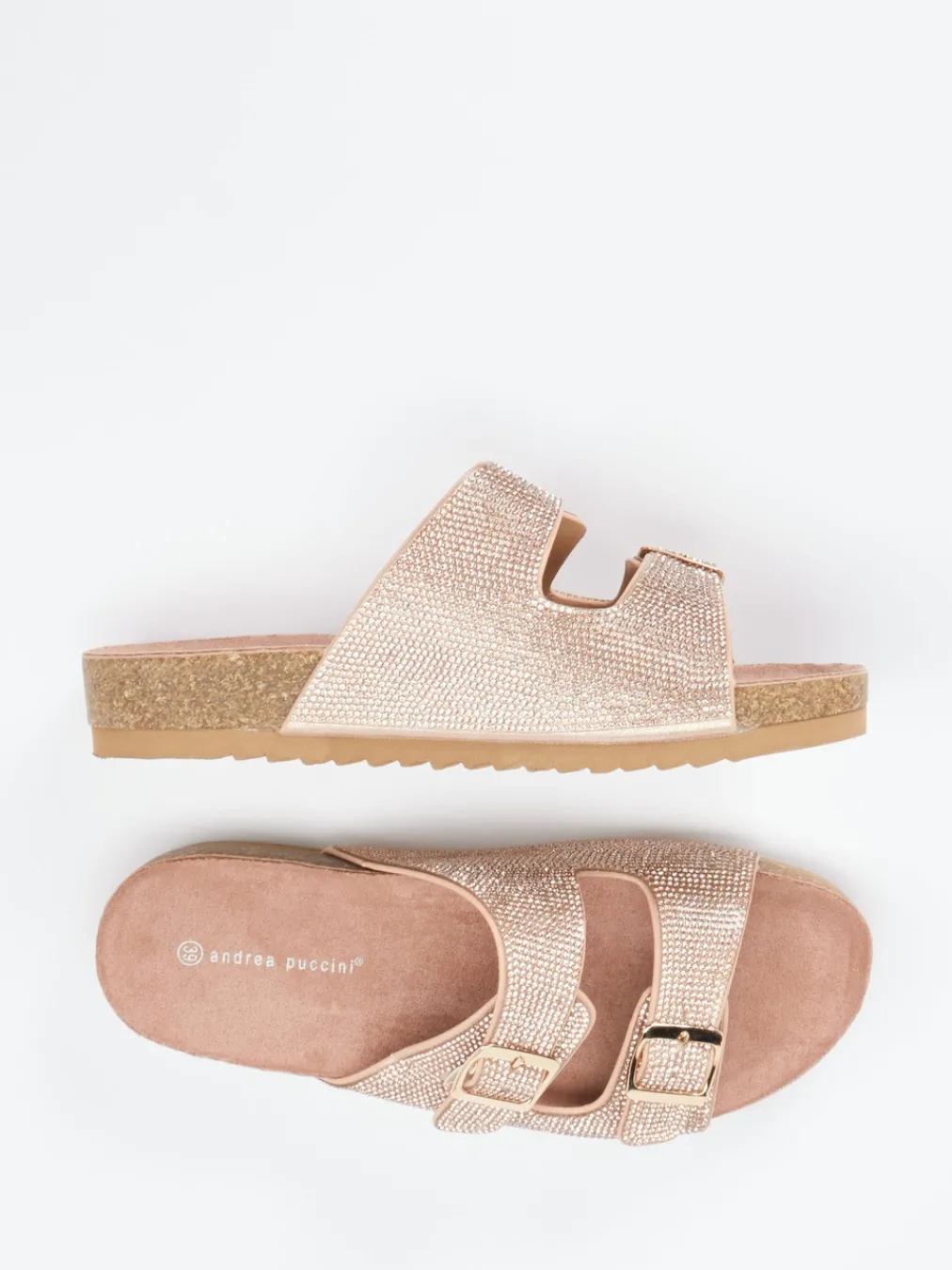 – Pantoletten aus Metallicleder Roségold-Andrea Puccini