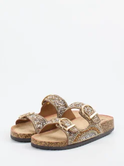 – Pantolette aus Metallic-Material in Bronzebraun-Andrea Puccini Discount