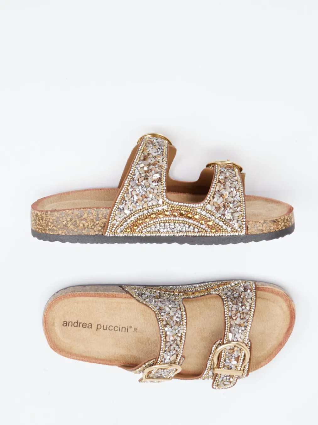 – Pantolette aus Metallic-Material in Bronzebraun-Andrea Puccini Discount