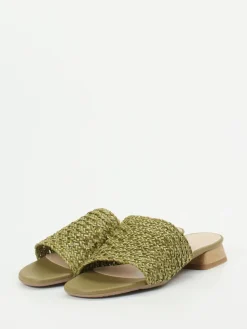 – Pantolette aus Flechtleder Oliv-Andrea Puccini Sale