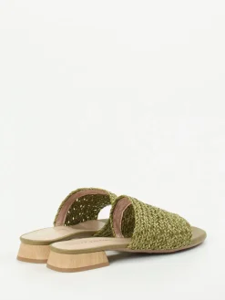 – Pantolette aus Flechtleder Oliv-Andrea Puccini Sale