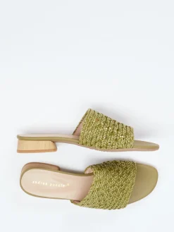 – Pantolette aus Flechtleder Oliv-Andrea Puccini Sale