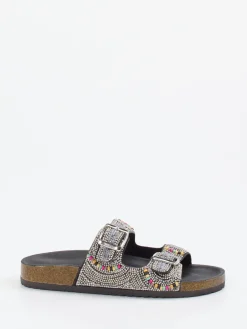 – Pantoletten aus Metallicleder Schwarz-Andrea Puccini Hot