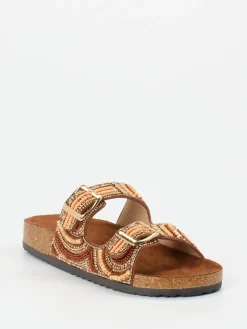 – Pantoletten aus Metallicleder Braun-Andrea Puccini Online