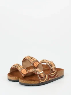 – Pantoletten aus Metallicleder Braun-Andrea Puccini Online