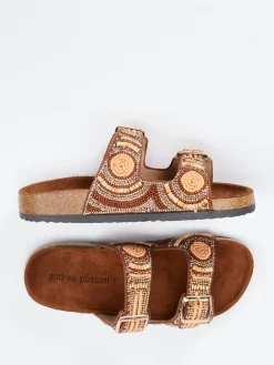 – Pantoletten aus Metallicleder Braun-Andrea Puccini Online