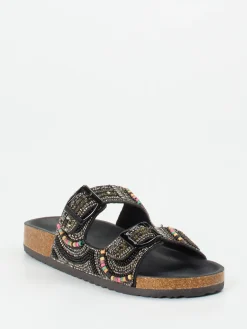 – Pantolette aus Metallicleder mit Perlen-Andrea Puccini New