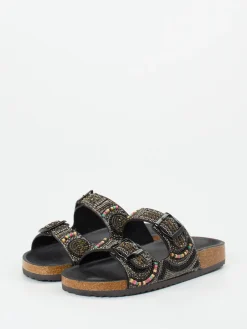 – Pantolette aus Metallicleder mit Perlen-Andrea Puccini New