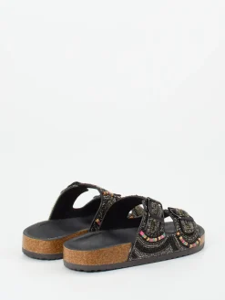 – Pantolette aus Metallicleder mit Perlen-Andrea Puccini New