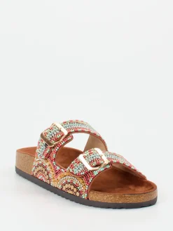 – Pantoletten aus Metallicleder mit Perlen-Andrea Puccini Discount