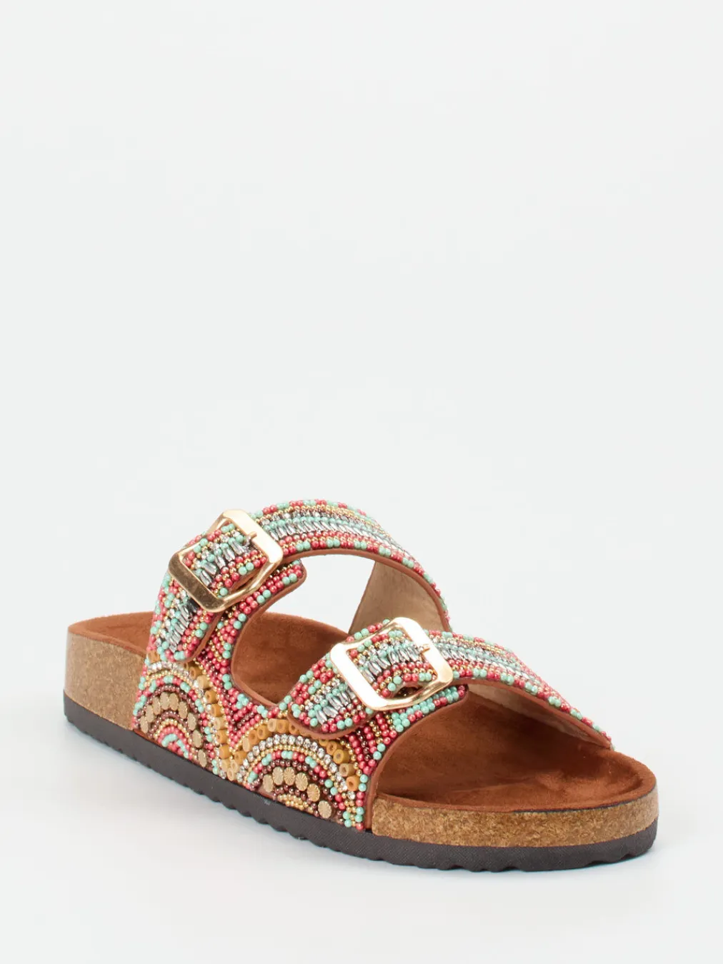 – Pantoletten aus Metallicleder mit Perlen-Andrea Puccini Discount