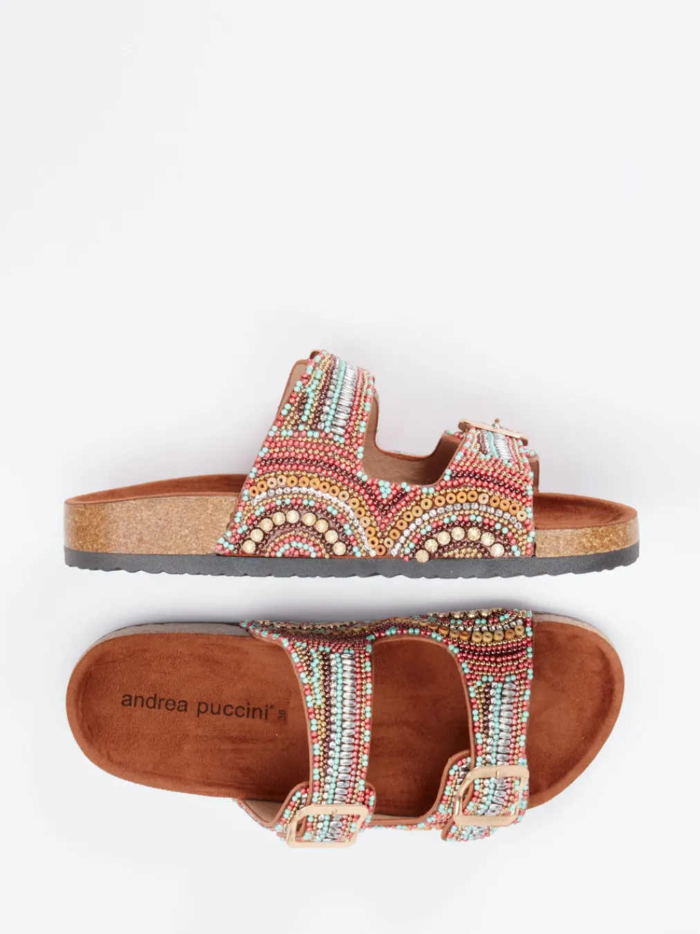 – Pantoletten aus Metallicleder mit Perlen-Andrea Puccini Discount