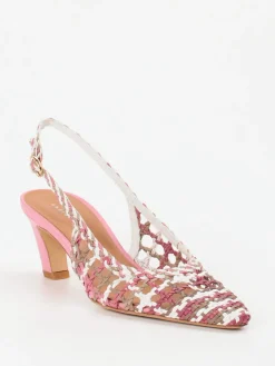 – Slingback-Pumps aus Flechtleder rosé-Andrea Puccini
