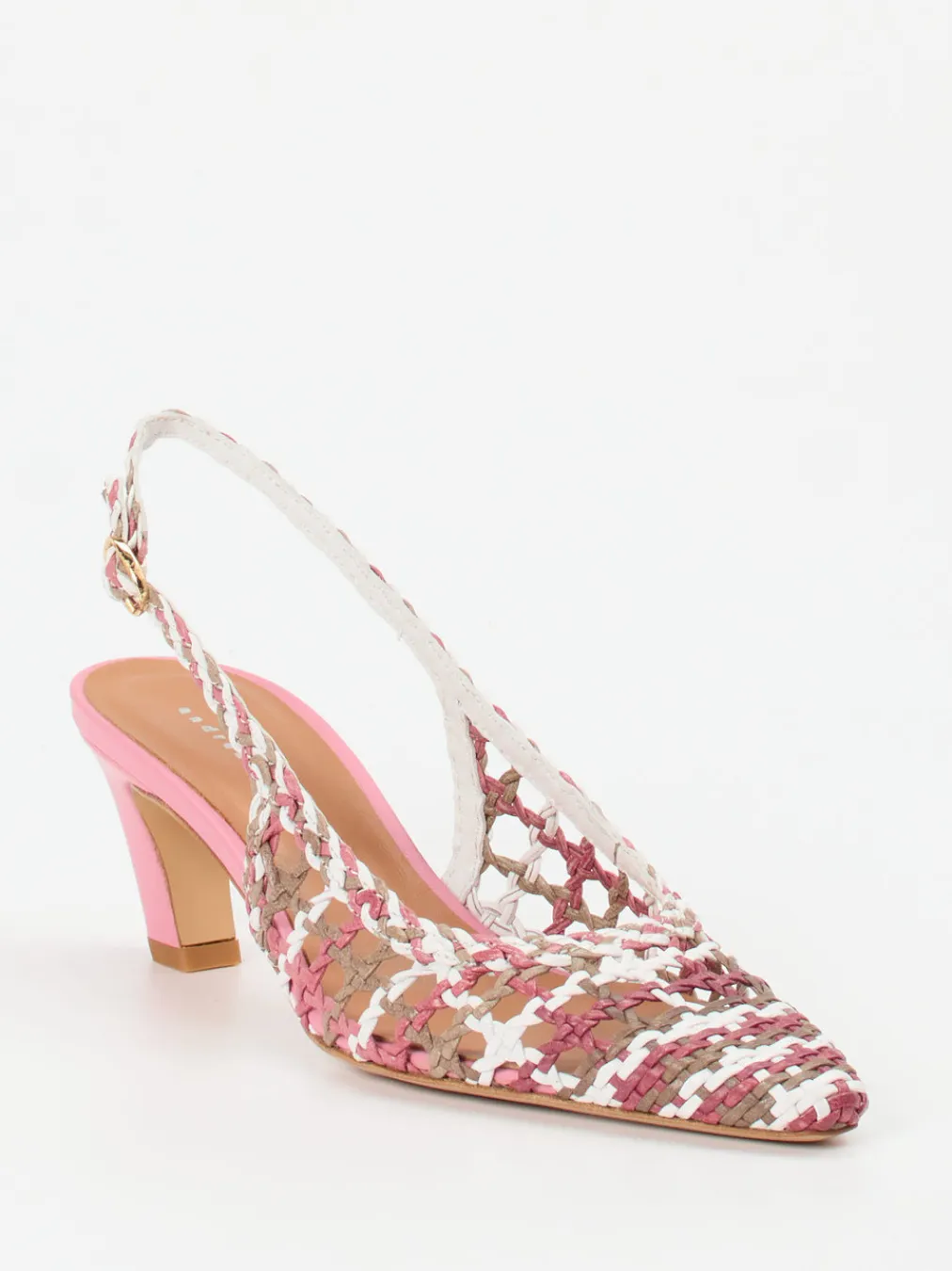 – Slingback-Pumps aus Flechtleder rosé-Andrea Puccini