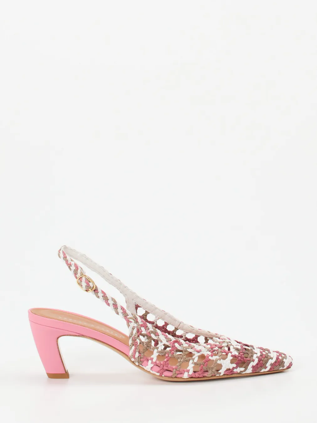 – Slingback-Pumps aus Flechtleder rosé-Andrea Puccini