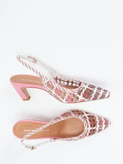 – Slingback-Pumps aus Flechtleder rosé-Andrea Puccini