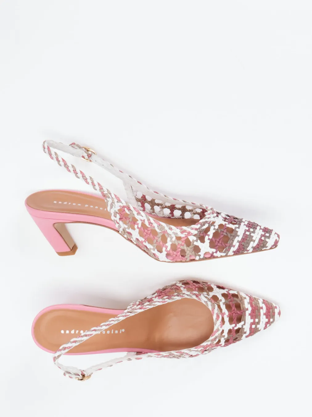 – Slingback-Pumps aus Flechtleder rosé-Andrea Puccini