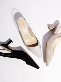 – Slingback-Pumps aus Metallicleder-Andrea Puccini New