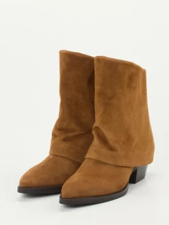 – Stiefeletten aus Veloursleder Cognac-Andrea Puccini Discount