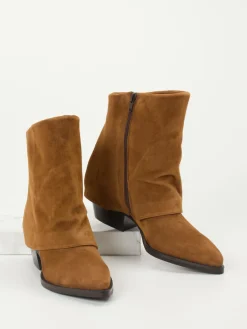 – Stiefeletten aus Veloursleder Cognac-Andrea Puccini Discount