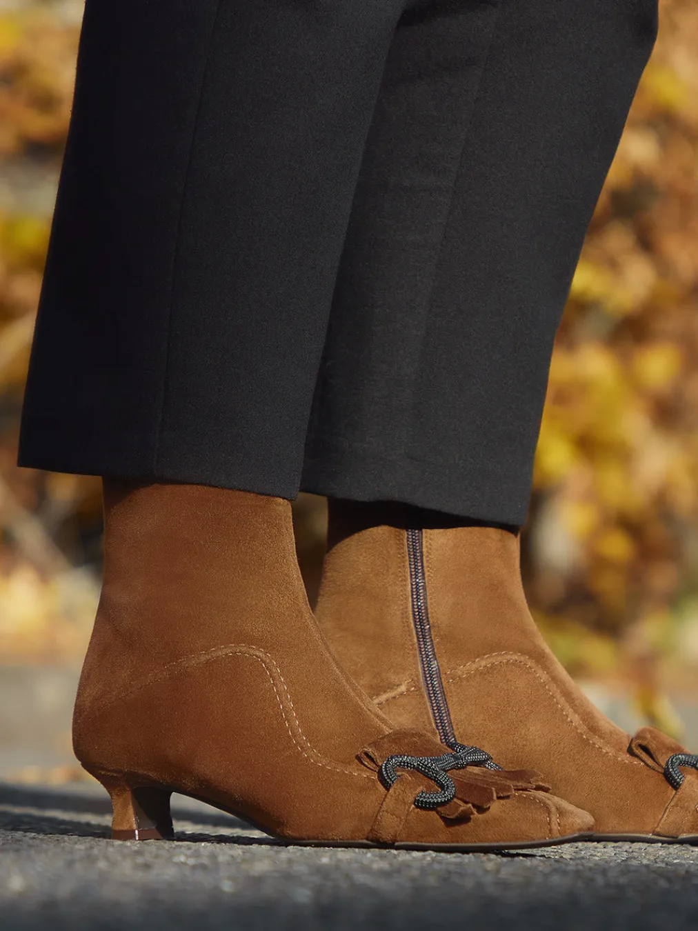– Stiefeletten aus Veloursleder cognac-Andrea Puccini
